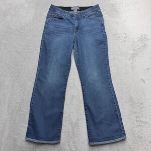 Democracy Jeans Womens 6 Blue Ab Solution Straight Leg Raw Hem Stretch Denim